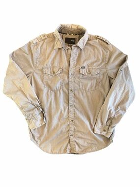 Hurley Button Down Long Sleeve Men’s Medium Grey